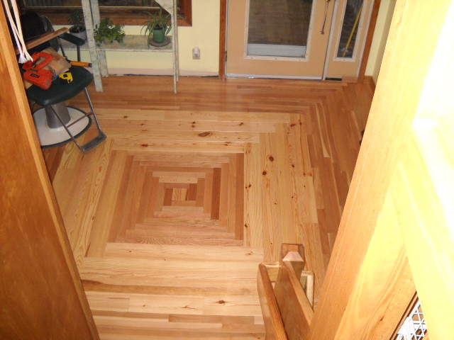 Hardwood Floor with basket weave pattern,wide pine, oak and beech